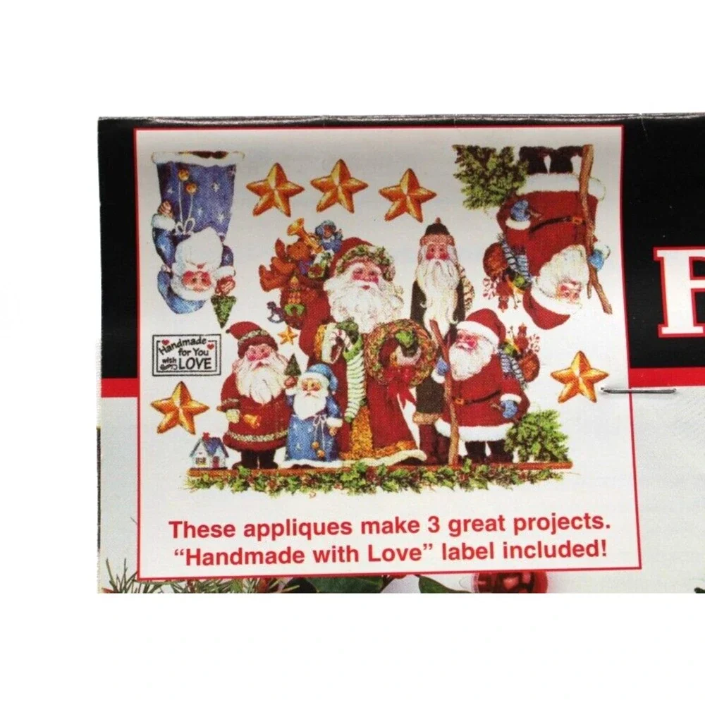 2 VTG Dimensions No-Sew Appliques Christmas Santa Collection 1994 NEW 6 projects